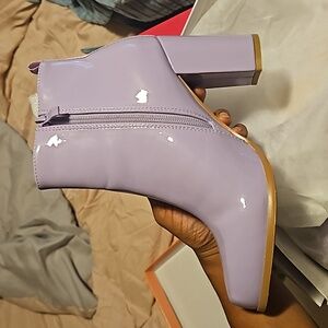 Lilac purple heeled ankle boots